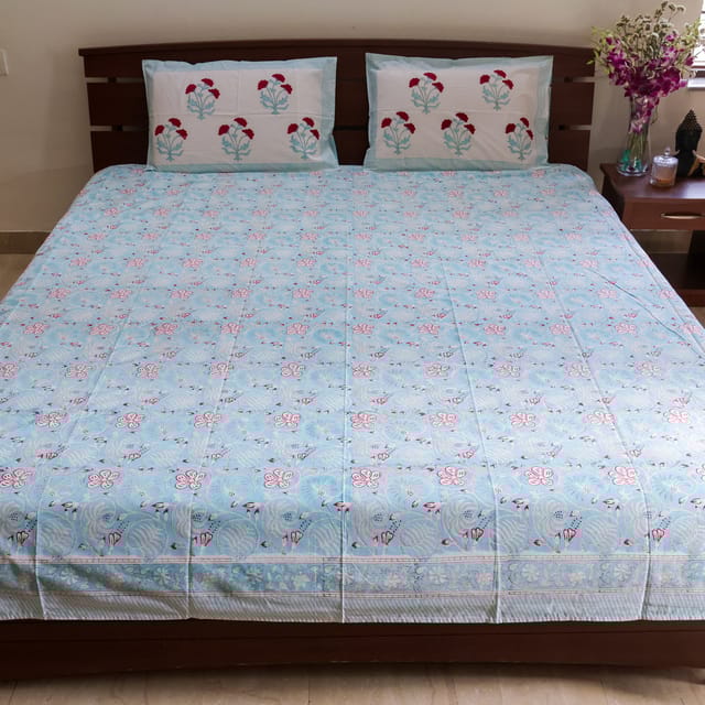 Handblock Premium Percale - Blue Red