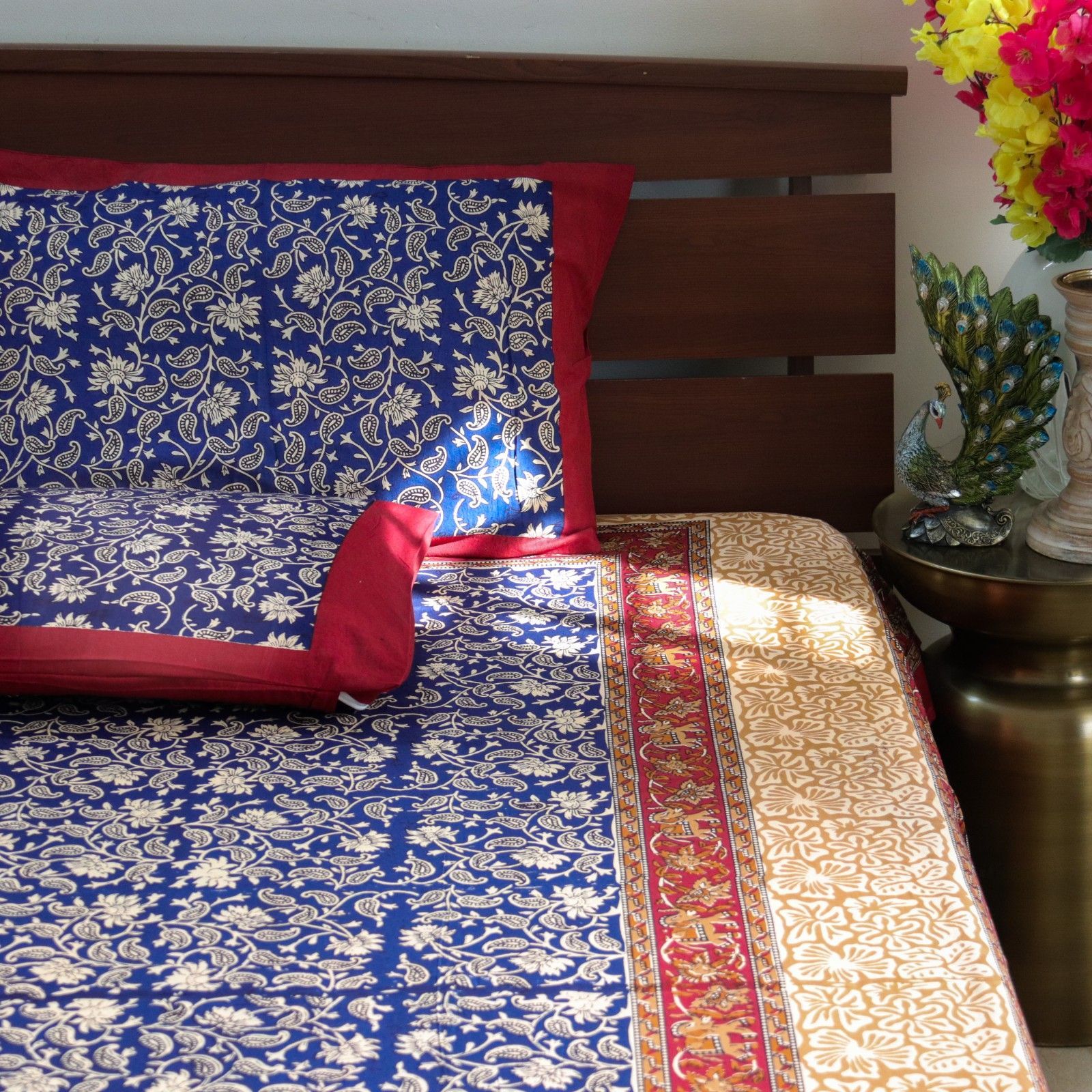 Royal Indigo Kalamkari Paisley-Blue