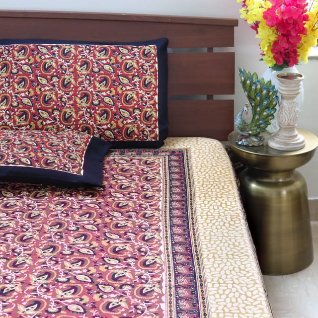 Kalamkari Paisley big - Maroon