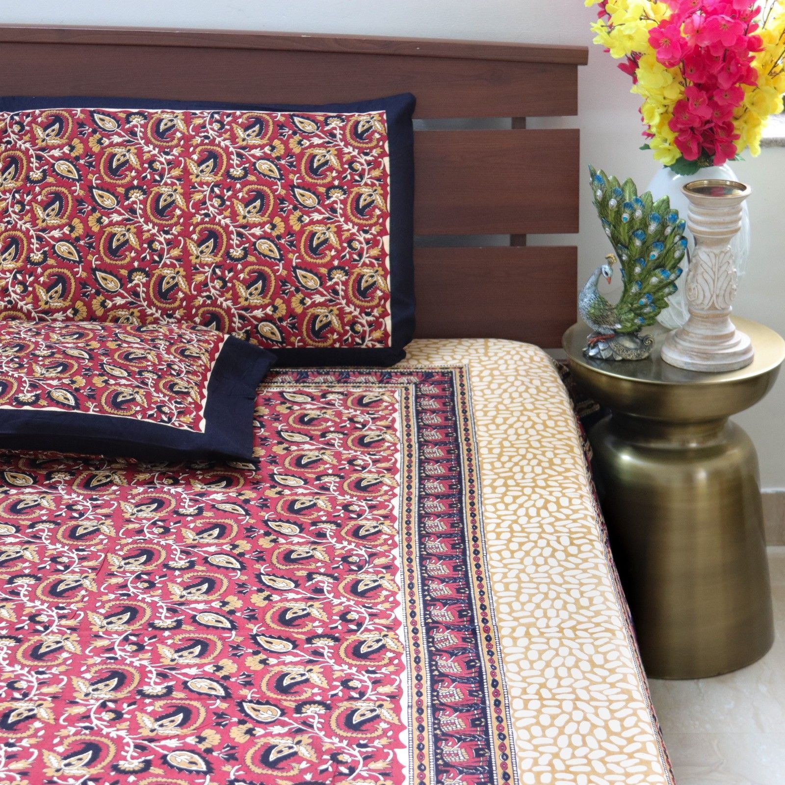 Kalamkari Paisley big - Maroon