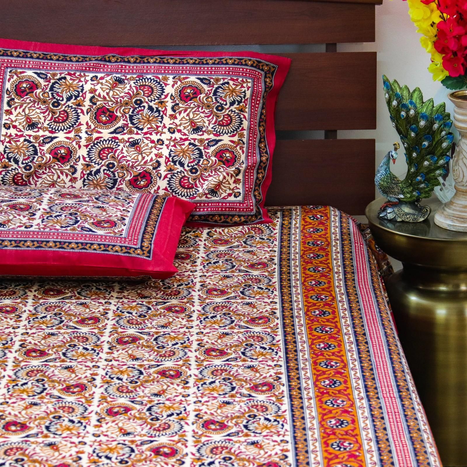 Royal Kalamkari -Rooi &amp; mosterd