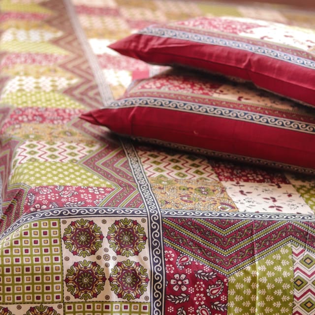 Kalamkari Patch - Red Green