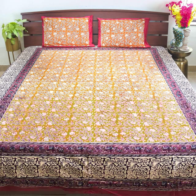 Kalamkari  Paisley Blossom- Mustard Yellow