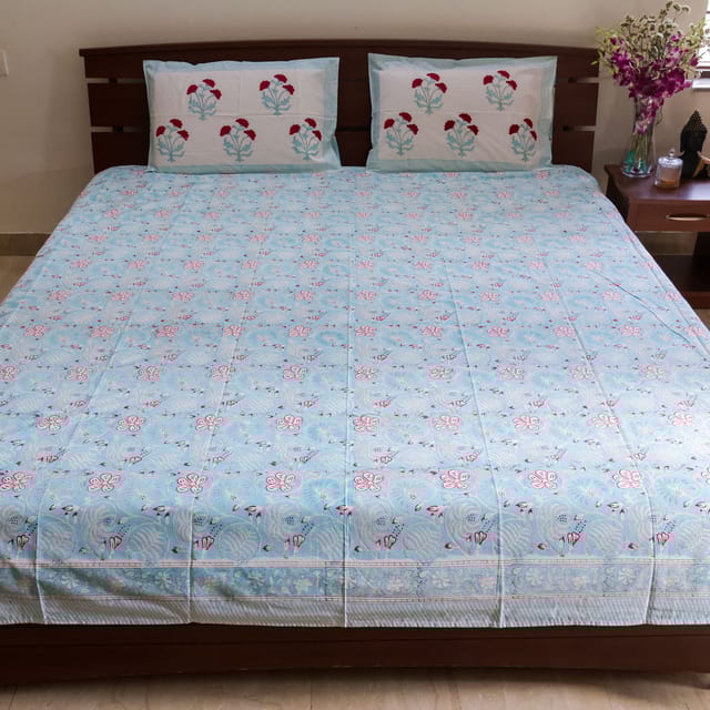 Handblock Premium Percale - Blue Red