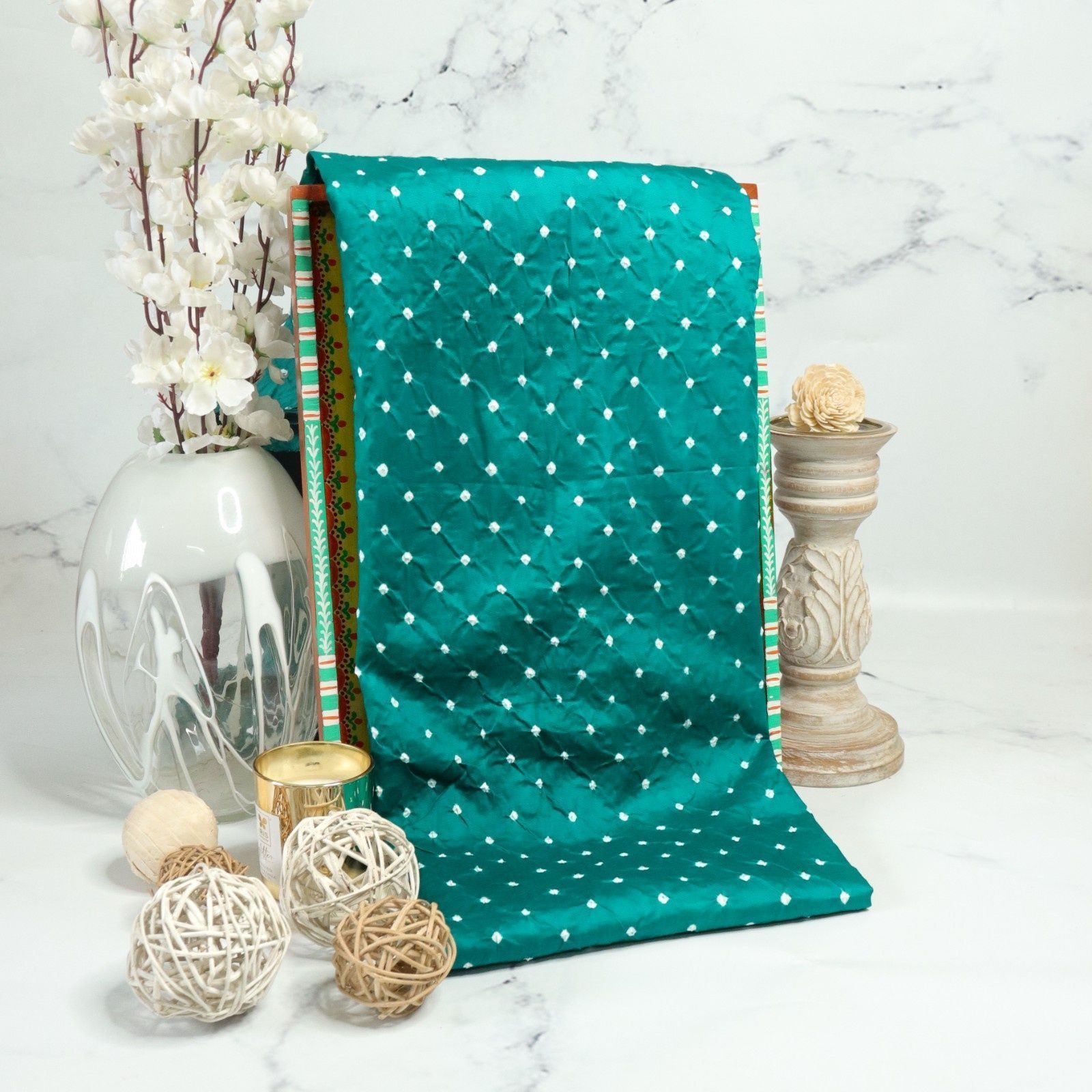 Bandhani Fabric Intense - Sea Green