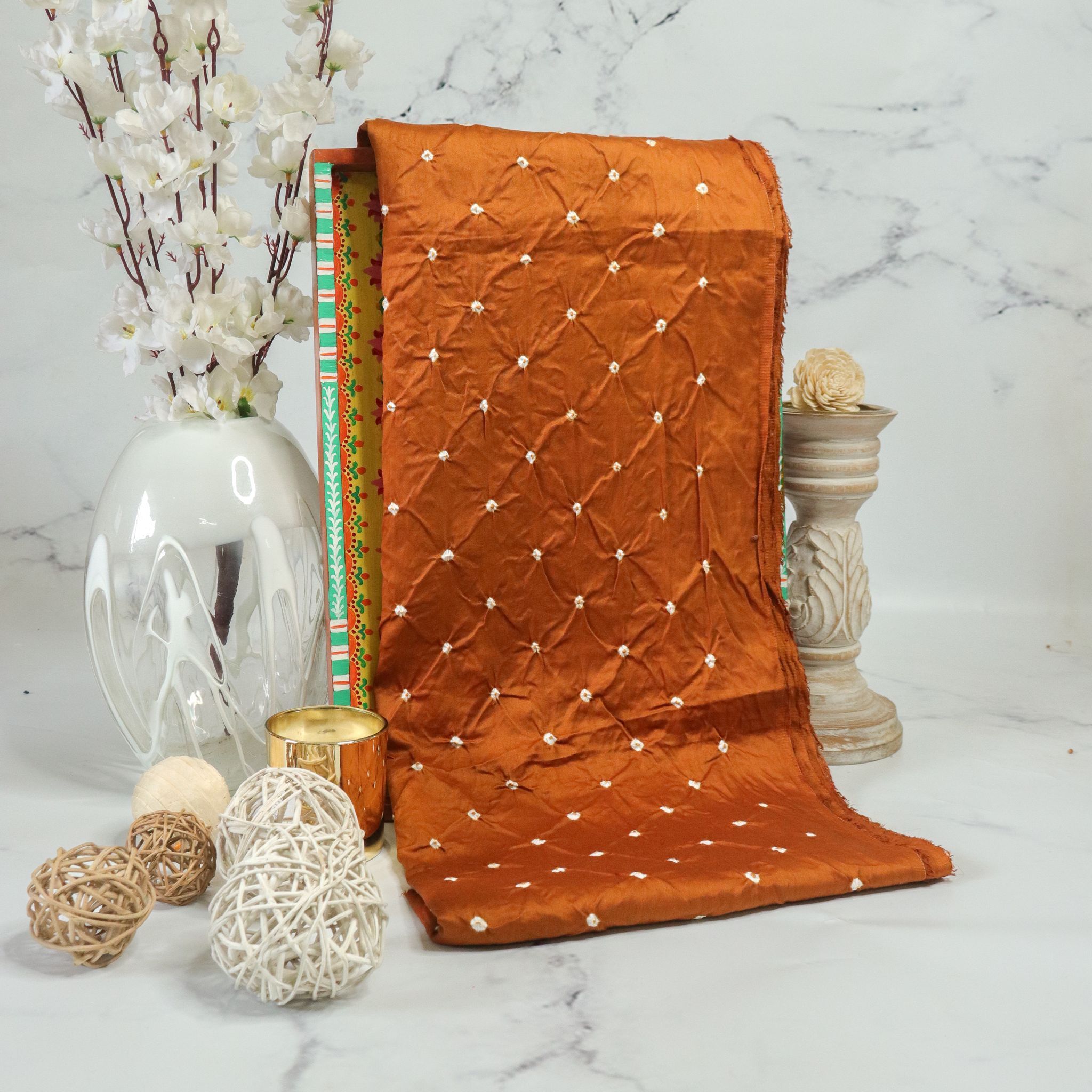 Bandhani Fabric -Brown