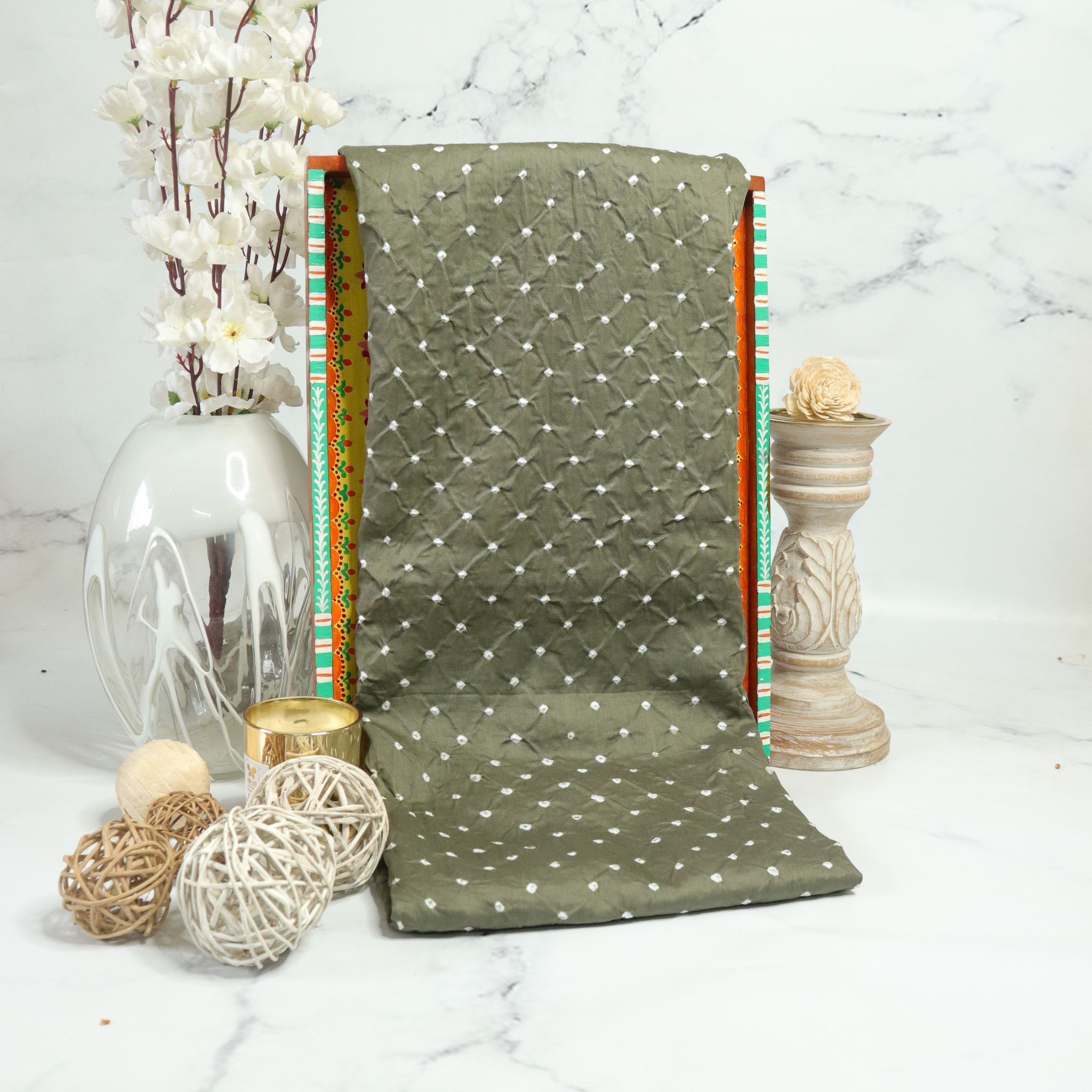 Bandhani Fabric -Pista Green