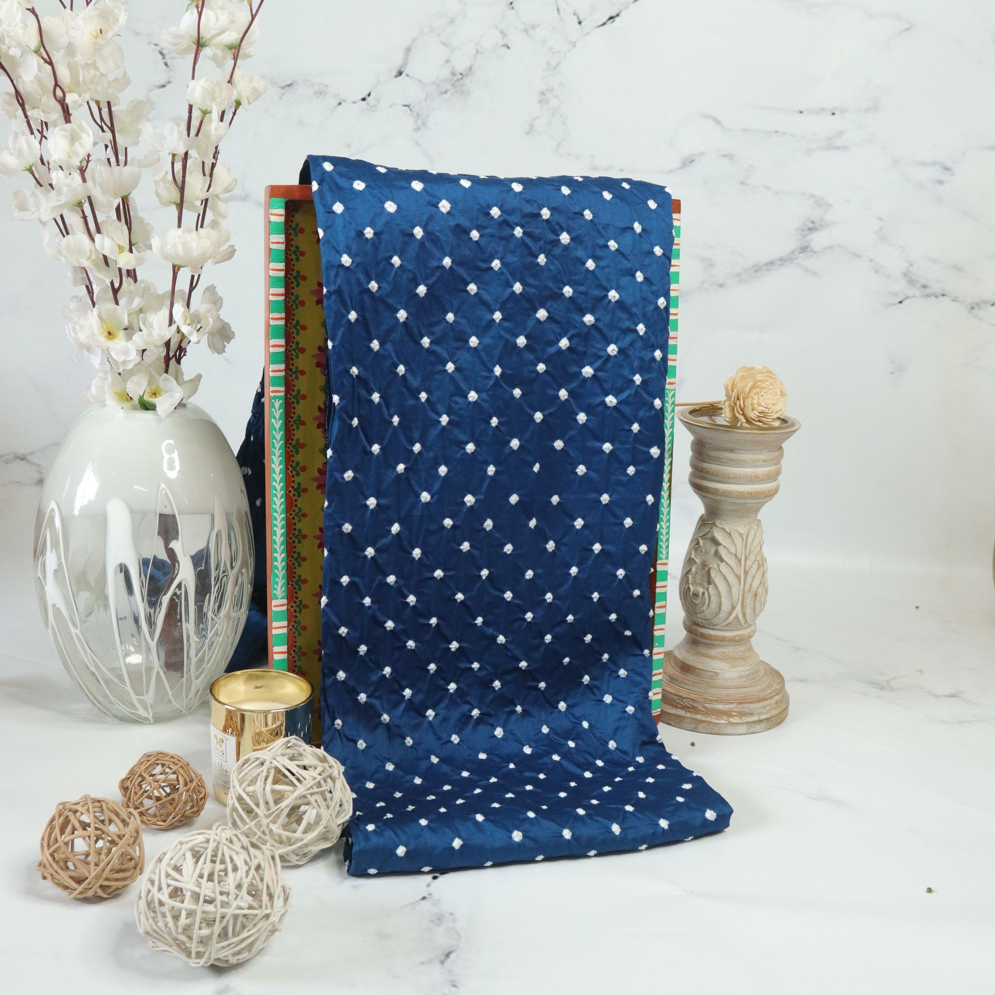 Bandhani Fabric- Navy Blue