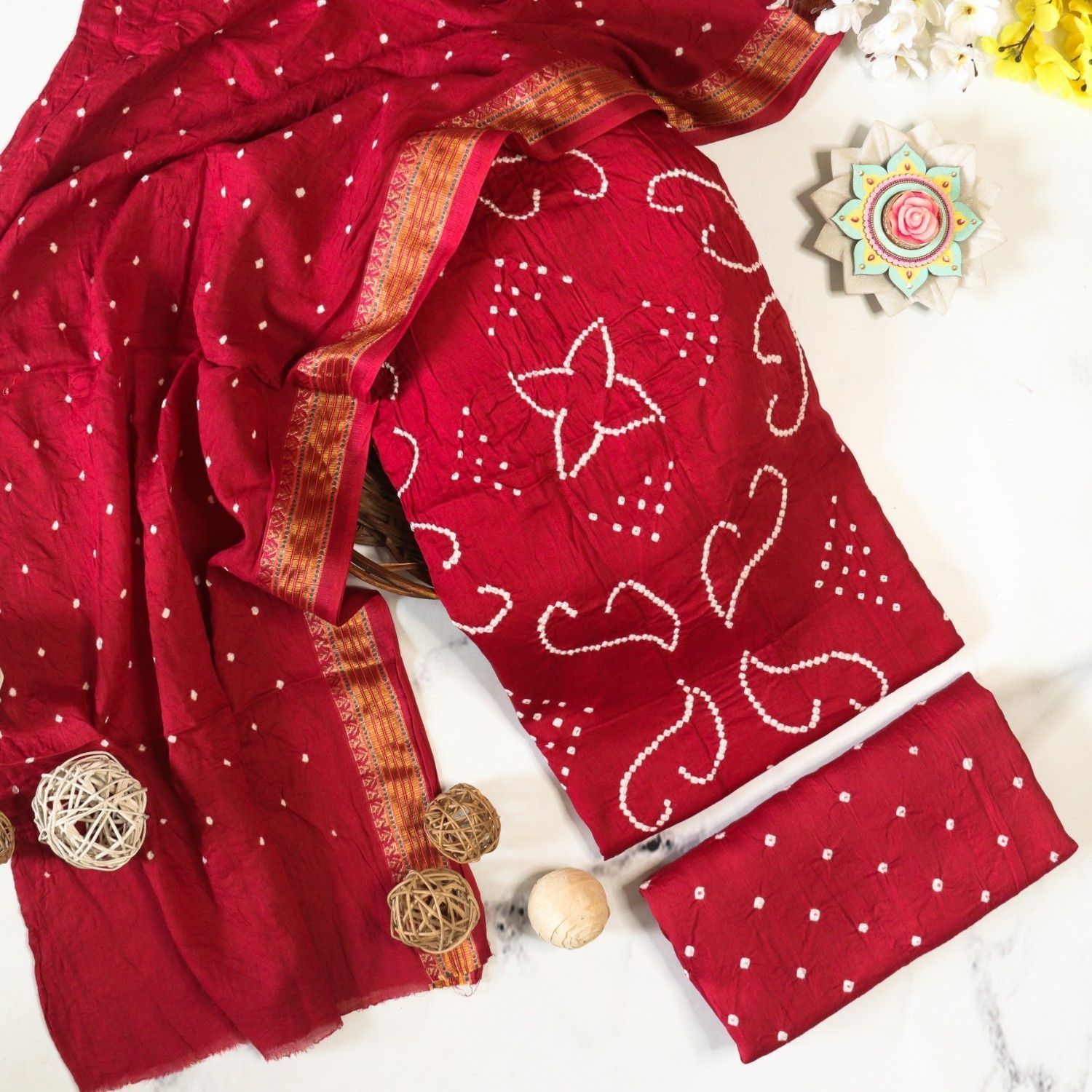 Dress Material with Duppatta - Maroon