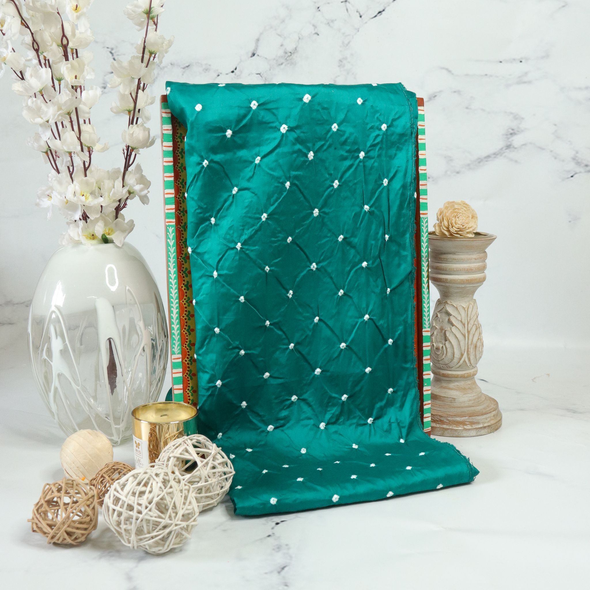 Bandhani Fabric- Sea Green