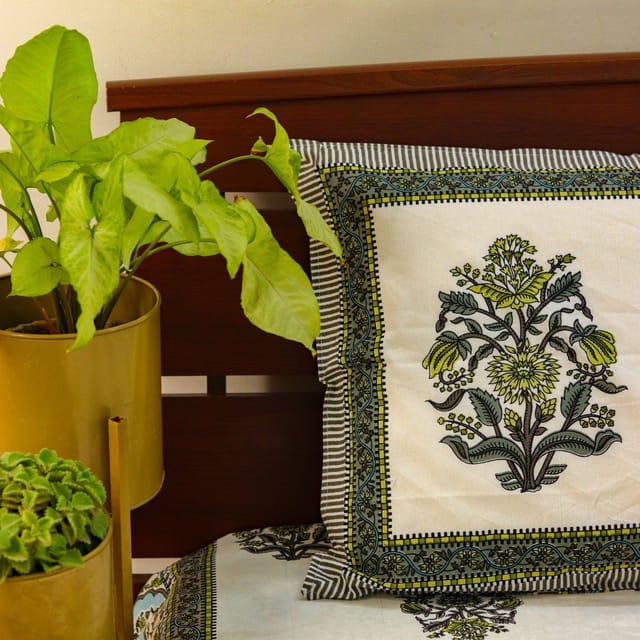 Flower Bunches Cotton-Dark Green