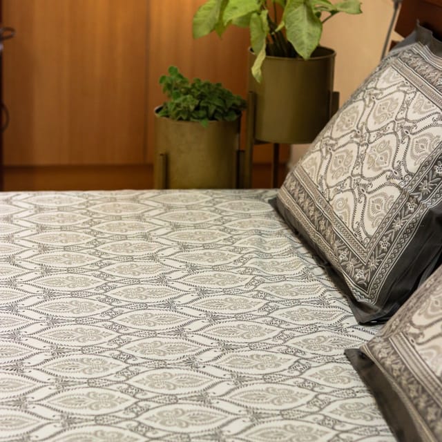 RajasthaniKart  Bedsheet - Grey
