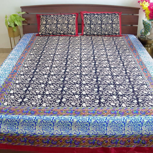 Koninklike Kalamkari Paisely-Swart